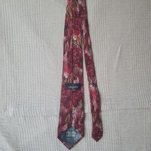 Ungaro Paris Red Men's Tie Painted Design Silk EUC
